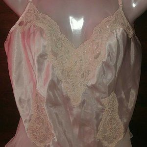 Victoria Secret Second Skin Satin Vintage Ivory Bodysuit MEDIUM 1990'S Sequins